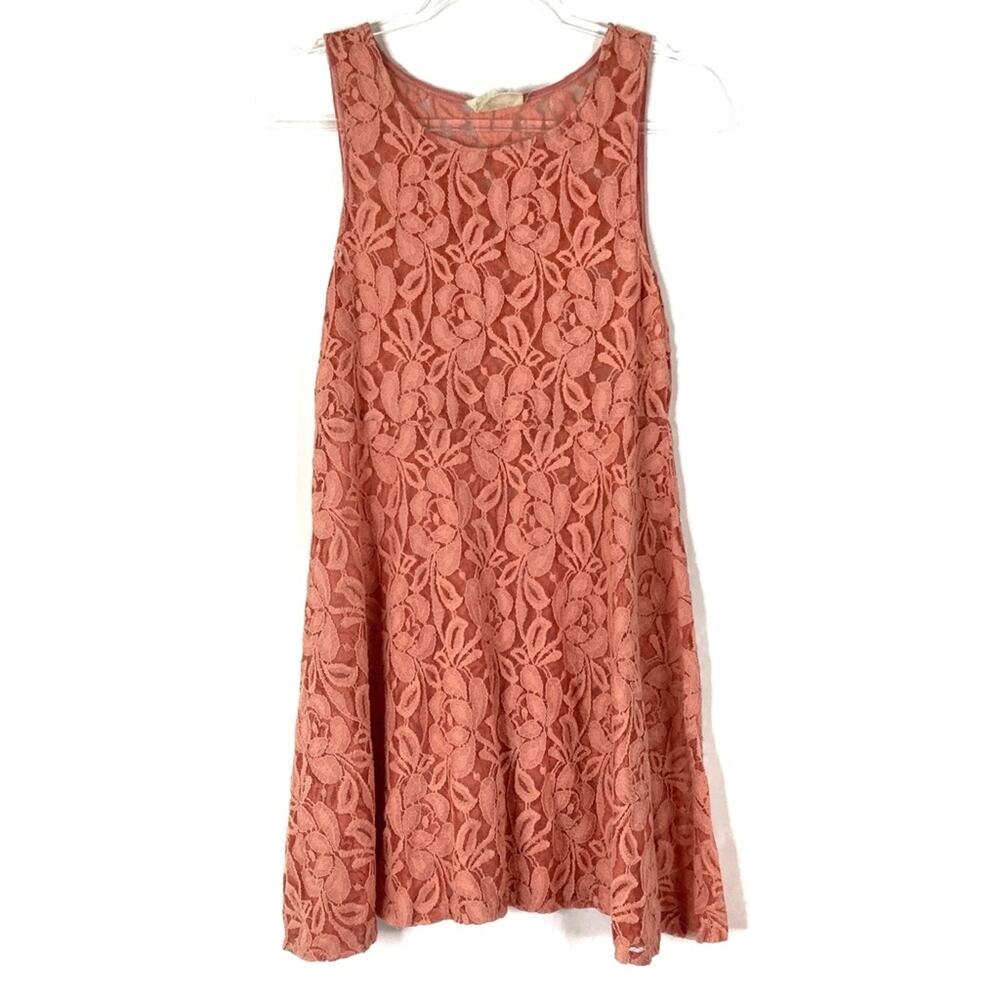 Free People Miles Of Lace Coral A-Line Mini Skater Dress OUTER ONLY Womens Small